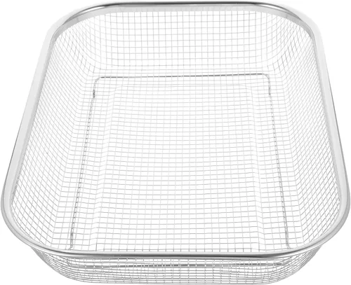 Vista 9 de Yardwe Cesta de colador de acero inoxidable, cesta de malla rectangular para frutas y verduras, herramienta de utensilios de cocina