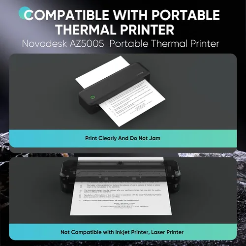 Vista 5 de Papel térmico plegable de 8.3 x 11 pulgadas, papel térmico continuo, compatible con impresora portátil Novodesk AZ5005, 50 hojas