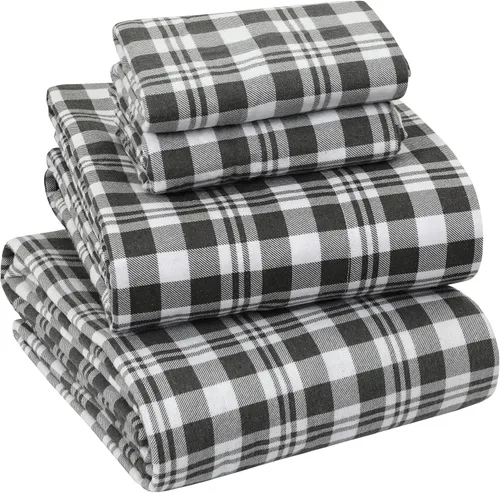 Vista 9 de Sleepdown Juego de sábanas de franela de algodón 100 % de 160 GSM - Gris escarcha, individual