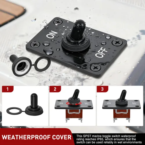 Vista 6 de Nilight Interruptor de palanca resistente a prueba de agua 2 pines 2 posiciones SPST encendido/apagado 12V DC 30A con panel de montaje y tapa