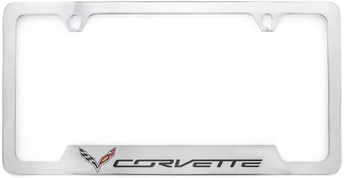 Vista 5 de Chevrolet Corvette C7 Logo & Wordmark, marco de placa negro de 2 agujeros