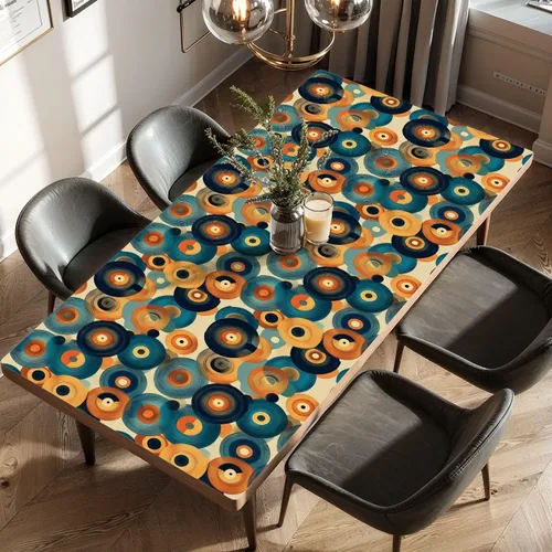 Vista 3 de Papel tapiz autoadhesivo para despegar y pegar, para encimera, discos de vinilo retro abstractos, tonos cálidos, diseño circular, autoadhesivo