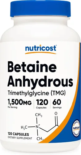 Vista 7 de Nutricost Betaína anhidra Caps 1500mg, 60 porciones por botella (2 botellas)