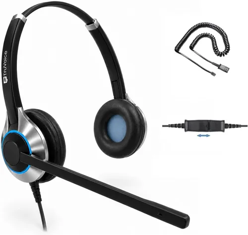 Vista 7 de TruVoice HD-100 - Auriculares QD con cable para oficina y centro de llamadas con micrófono con cancelación de ruido y altavoces HD, compatibles