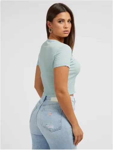 Vista 10 de GUESS Top ahumado de manga corta con cuello redondo para mujer
