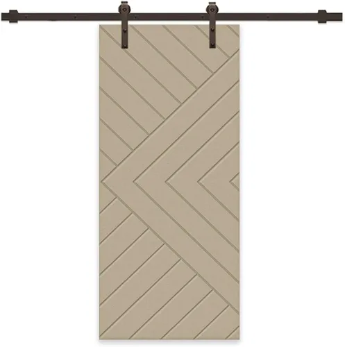 Vista 6 de Chevron Arrow 24 pulgadas x 80 pulgadas. Puerta corredera moderna de MDF manchada de negro totalmente montada con kit de herrajes
