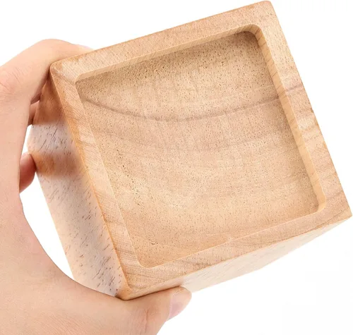 Vista 6 de Paquete de 6 elevadores de madera para cama, elevadores de muebles de madera oscura cuadrada natural de 4 pulgadas, extensores de madera resistentes