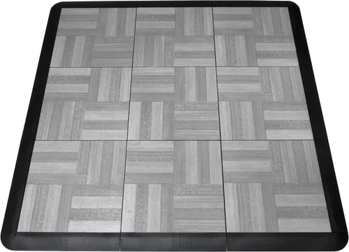 Vista 9 de Big Floors 3X3DKMAPLEFLOOR Kit de piso de baile modular entrelazado de plástico liviano (3' x 3'), roble oscuro, 21 piezas