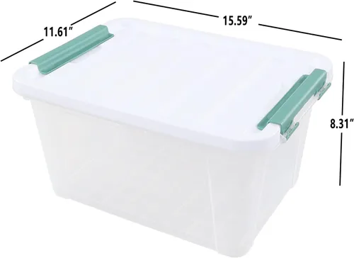 Vista 3 de Paquete de 6 cajas de almacenamiento de plástico transparente de 20 L, contenedores de almacenamiento con tapas
