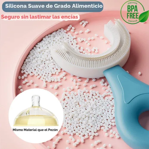 Vista 3 de YOTEE Cepillo de dientes en forma de U para niños, 2 piezas, cepillo de dientes para niños pequeños con cabezal de cepillo de silicona suave