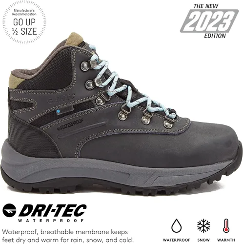 Vista 3 de HI-TEC Altitude VI I WP - Botas de senderismo impermeables de cuero para mujer, zapatos de sendero y mochilero
