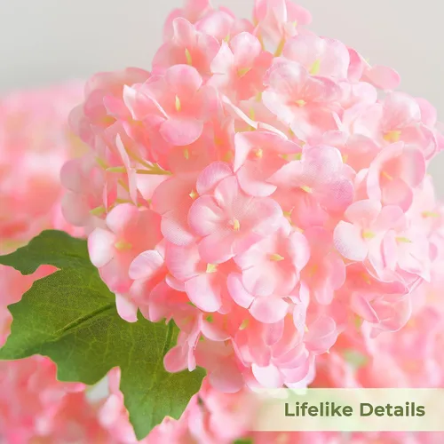 Vista 5 de FiveSeasonStuff 6 Real Touch Hydrangea Artificial Flowers, Blush Pink