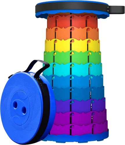 Vista 9 de LB Taburete plegable retráctil portátil, ligero telescópico plegable para adultos para pesca al aire libre, senderismo, jardinería, viajes