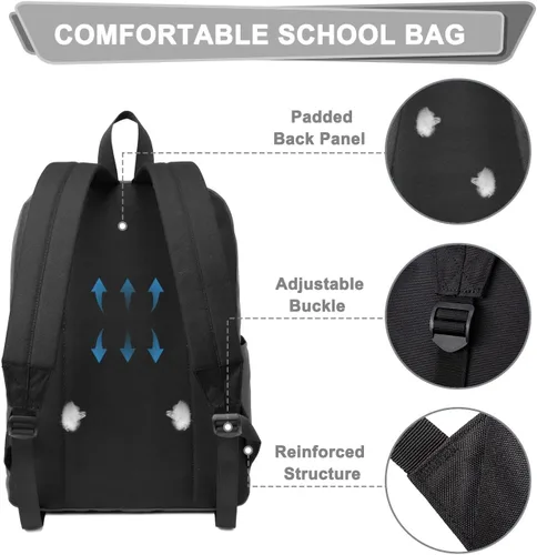 Vista 3 de Kasqo Mochila para mujeres y hombres, mochila clásica ligera y resistente al agua para adolescentes, niñas, niños, mochila informal de viaje escolar