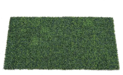 Vista 4 de Vickerman Boj cuadrado verde artificial mate de 10 pulgadas, paquete de 4, decoración de vegetación sintética, paneles de pared de césped, pared