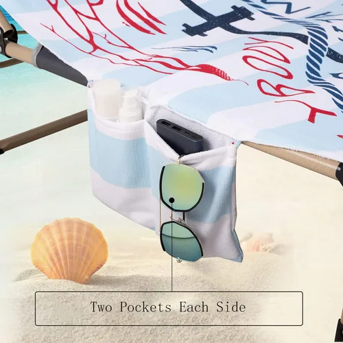 Vista 2 de Todo el Mundo Necesita Vitamina del Mar Funda para Silla de Playa con Bolsillos Laterales, Toalla Gruesa y de Secado Rápido para Tumbona, Piscina