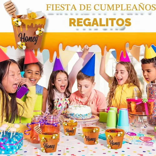 Vista 6 de Meekoo - Juego de 16 mini macetas de abeja con cubos de madera, tarros de miel