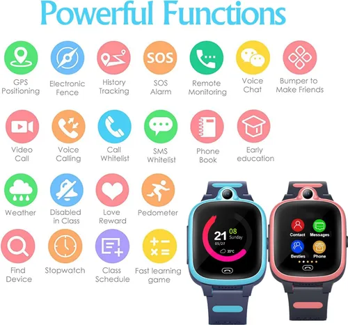Vista 6 de TEZILON Reloj inteligente GPS 4G para niños, seguimiento global en tiempo real, videollamadas y texto Geo-Fence SOS Alerta de emergencia Mensaje