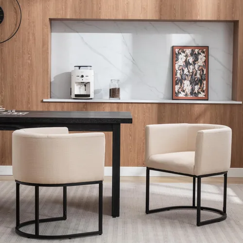 Vista 6 de RIVOVA - Silla tapizada para comedor, silla lateral moderna de barril, sillas tapizadas para comedor, silla cómoda para cocina, silla lateral