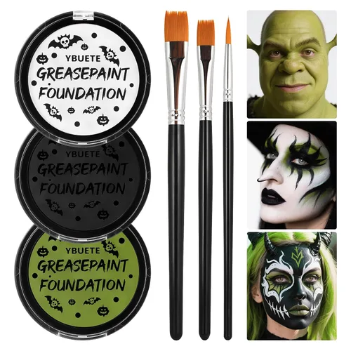 Vista 14 de YBUETE Kit de pintura facial a base de aceite negro, blanco y gris para gris+negro+blanco