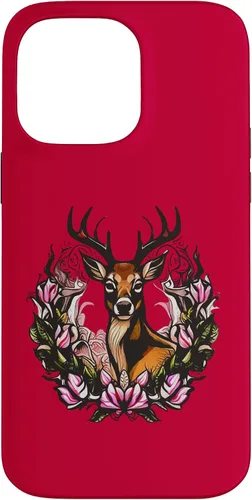 Vista 19 de Arkansas Deer with Antlers and Apple Blossom Tattoo Art Case for iPhone 17