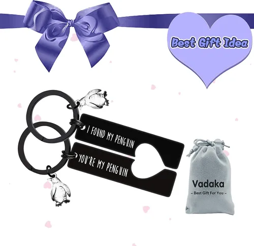 Vista 7 de Llavero para parejas, con diseño de pingüino, regalo para parejas, regalo de San Valentín, joyería para novio, novia, pareja y marido, esposa