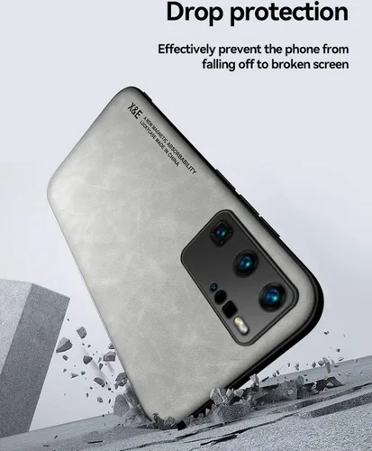 Vista 4 de Kepuch Silklike Caso Para Huawei P40 Pro - Cubierta De Parachoques Placa De Metal Incorporada Para Huawei P40 Pro - Gris