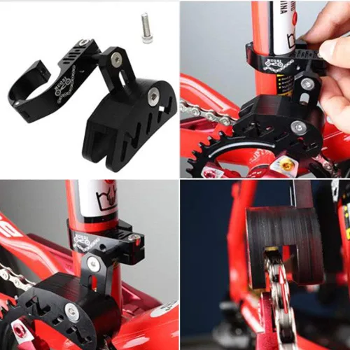 Vista 4 de Guía de cadena de bicicleta MTB Protector de bicicleta de carretera Bicicleta de montaña Tensor de cadena con diseño hueco para piñón de un solo