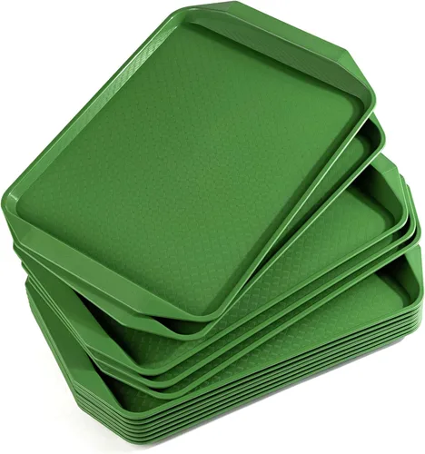 Vista 10 de Aebeky Bandeja de plástico para comida rápida, 16.7 x 11.8 pulgadas, juego de 12 (negro)
