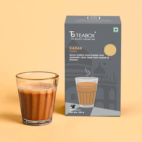 Vista 4 de Teabox Paquete sellado al vacío Kadak Chai fresco de primera calidad Procedente de los Estados de Assam & Dooars Té negro Chai fuerte y prémium