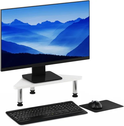Vista 10 de Furinno Turn-N-Tube - Soporte elevador para monitor de esquina con tubos de acero inoxidable, Americano