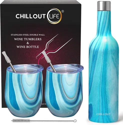 Vista 29 de CHILLOUT LIFE - Vaso de acero inoxidable de 12 onzas con tapa y caja de regalo, diseño de viaje con recubrimiento en polvo, aislamiento al vacío