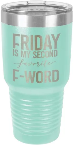 Vista 17 de Viernes es mi segundo favorito F Word negro vaso de 30 oz con paja y tapa superior deslizante Taza de viaje de acero inoxidable Compare con Yeti