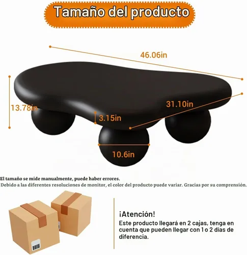 Vista 2 de Mesa de centro moderna Cloud con 3 patas redondas Irregular Shaped Coffee Tables Cream Cute Free Shape Center Table Living Room Small Space Easy