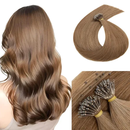 Vista 19 de MY-LADY Microlink - Extensiones de cabello humano con microcuentas de 14 pulgadas, extensiones de cabello rubio con micro bucle, extensiones