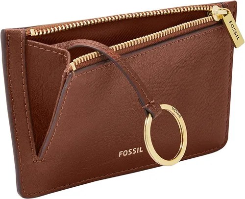 Vista 4 de Fossil Cartera Logan de piel para tarjetas para mujer cartera con llavero