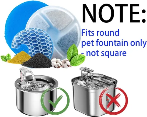Vista 2 de Homtyler Filtros de fuente de agua para gatos, paquete de 4 filtros de repuesto para fuentes redondas de acero inoxidable de 2L/67 onzas