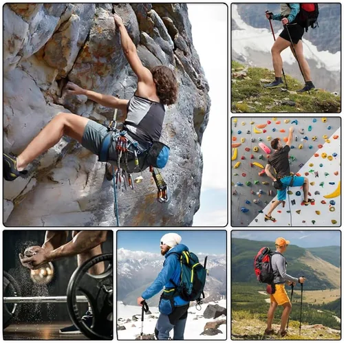 Vista 2 de Bolsa de tiza de escalada - Bolsa de tiza negra ajustable para equipos de escalada en roca
