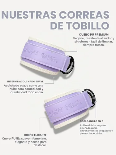 Vista 2 de Correas de tobillo para mujer con máquina de cables - Ajustable (par) con anillo en D para patadas de glúteos, rizos de piernas, empujes de cadera