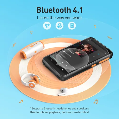 Vista 5 de Reproductor MP3 AGPTEK de 80GB para niños con Bluetooth y WiFi, T07S Reproductor de música de 4'' con controles parentales, Spotify Kids, hasta