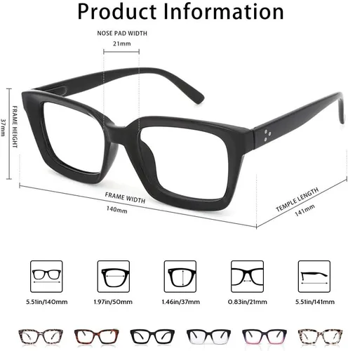 Vista 4 de JiSoo Oversized Reading Glasses for Women, Stylish Designer Large Readers Oprah Style with Spring Hinge