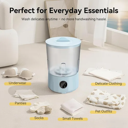 Vista 6 de Lavadora de ropa interior de 1.5L, mini lavadora portátil recargable con 3 modos de limpieza para ropa personal, ropa interior, calcetines, ropa