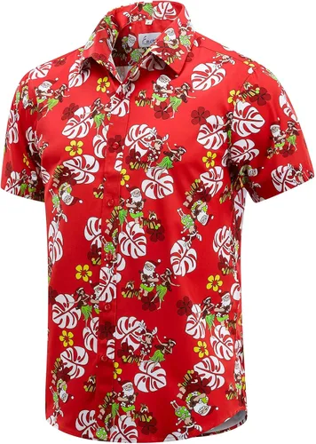 Vista 49 de EUOW - Camisas hawaianas para hombre de manga corta con botones, estampadas para la playa y el verano