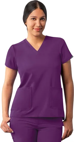 Vista 20 de Adar Addition - Ropa quirúrgica para mujer, moderna camiseta médica con cuello en V Rosa suave