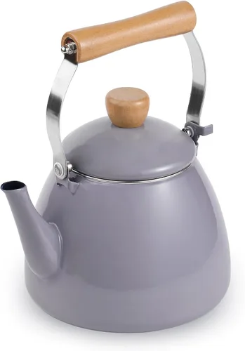 Vista 8 de Webake 2 Quart Enamel Tea Kettle, Vintage Enamelware Teapot with Cool Touch Wooden Handle and Lid Knob for Stovetop Home Kitchen Camping, Gift for