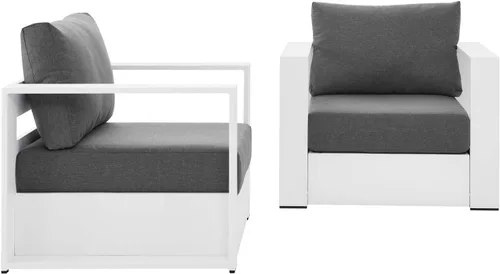 Vista 6 de Modway Tahoe - Juego de 2 piezas de aluminio para patio, color gris carbón carbón gris