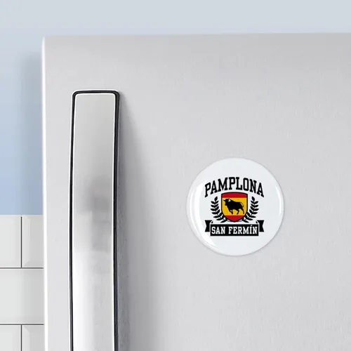 Vista 3 de CafePress Pamplona - Imán redondo de San Fermin de 2.25 pulgadas, imán de refrigerador, estilo imán de botón