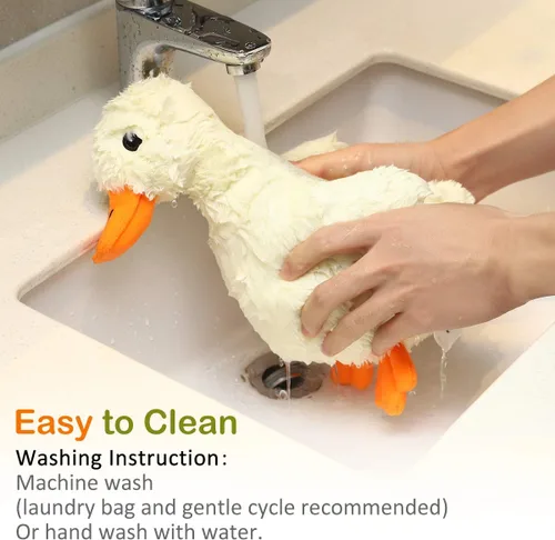 Vista 7 de Pawaboo Juguete de pato de felpa chirriante para perros, grande de 12 pulgadas, súper suave, juguetes para mascotas con forma de pato, sonajero