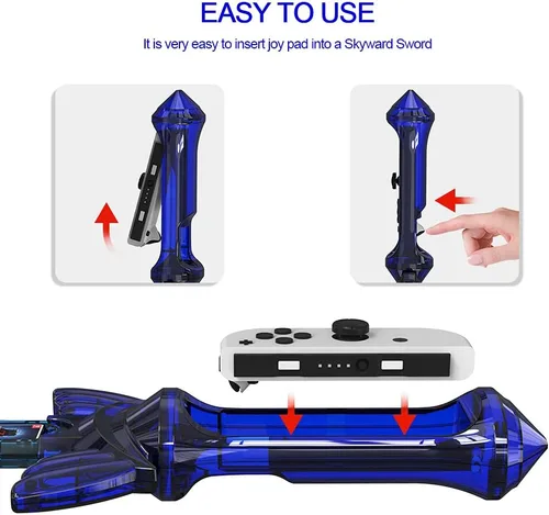 Vista 3 de Switch Joycon Sword Grip for The Legend of Zelda Skyward Sword HDJOYTORN Switch Accessories Handgrip for Zelda Nintendo Switch Holds 12 Game