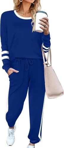 Vista 128 de Aloodor conjunto deportivo de 2 piezas para mujer, con sudadera con cuello redondo, sin botones